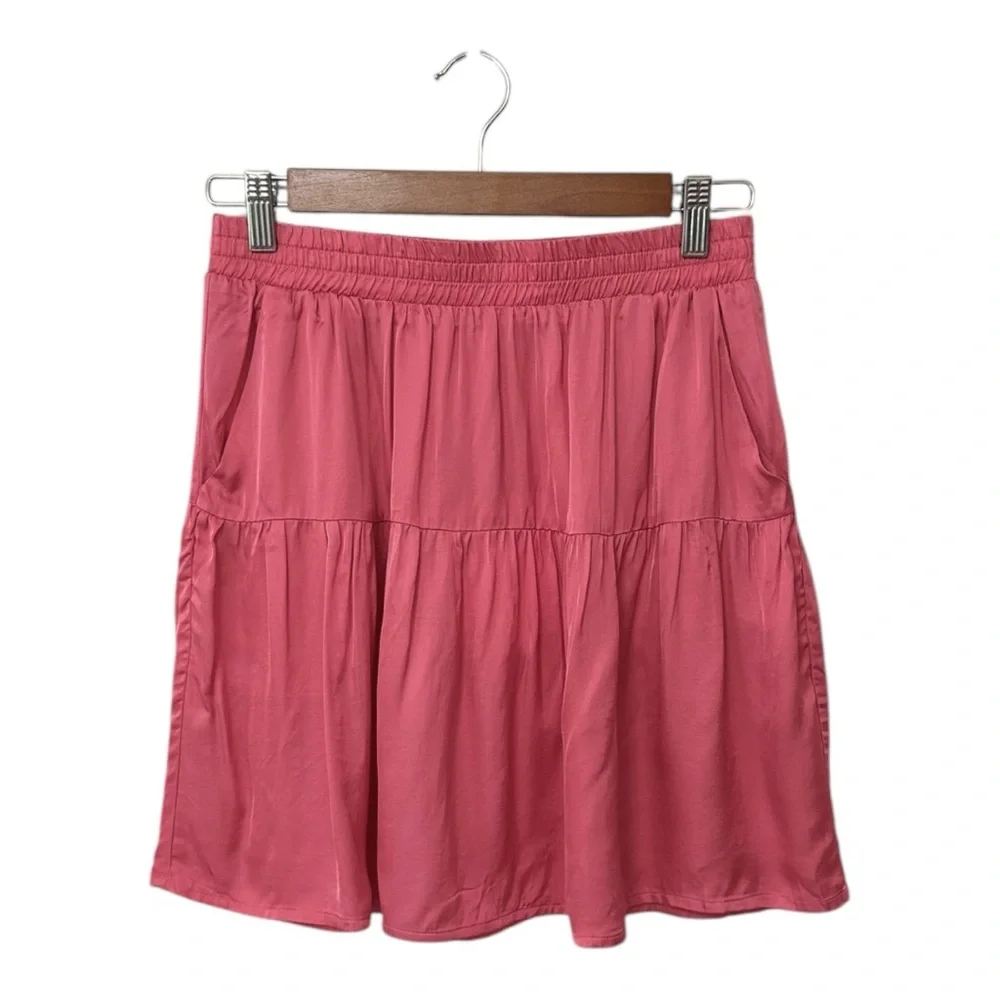 NATION LTD | NWT $235 Quincy Sateen Mini Skirt in Strawberry Shake, Size Small